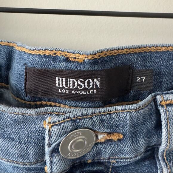Hudson Nico Straight Jeans Blue Classic Denim distressed cotton blend stretch 27 - Picture 9 of 13
